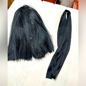 Black Halloween wig with head scarf Egyptian wig